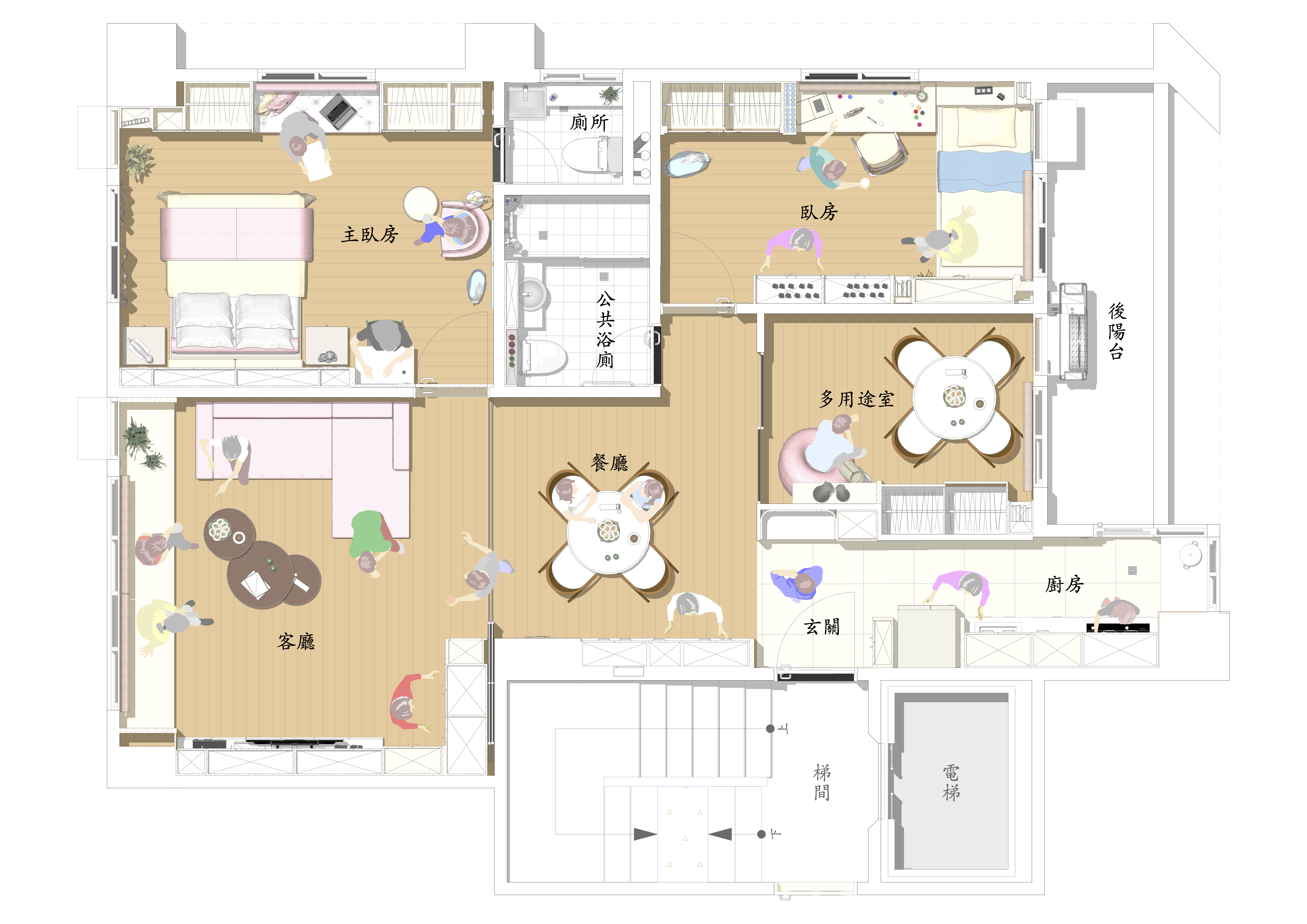這是與NTYBSL客戶敲定之空間平面配置圖，往後此案的各項設計皆以此為基礎。