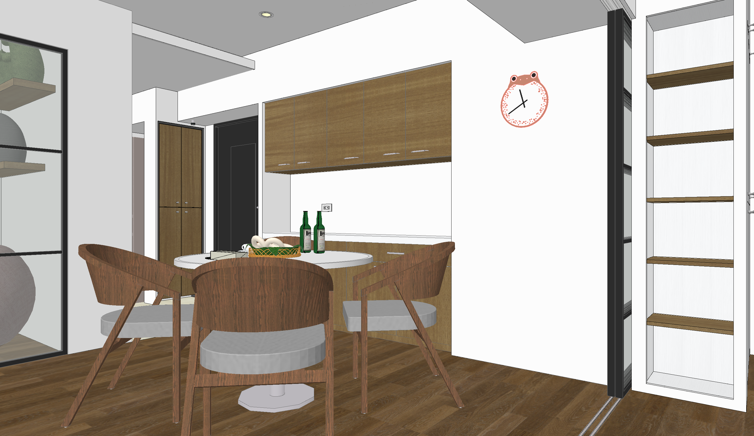 餐廳餐桌與收納主牆